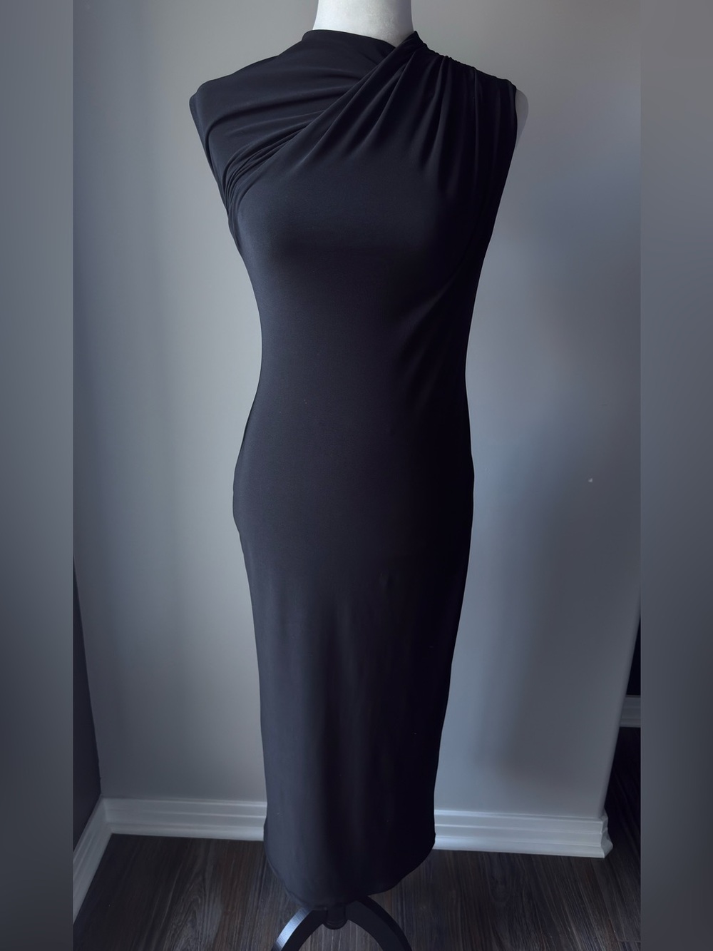 Zara Black Draped Evening Dress